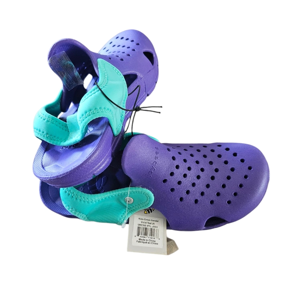 Joybees Size 4 New Girl's Purple and Teal Water Shoes / Clogs - Picture 1 of 6